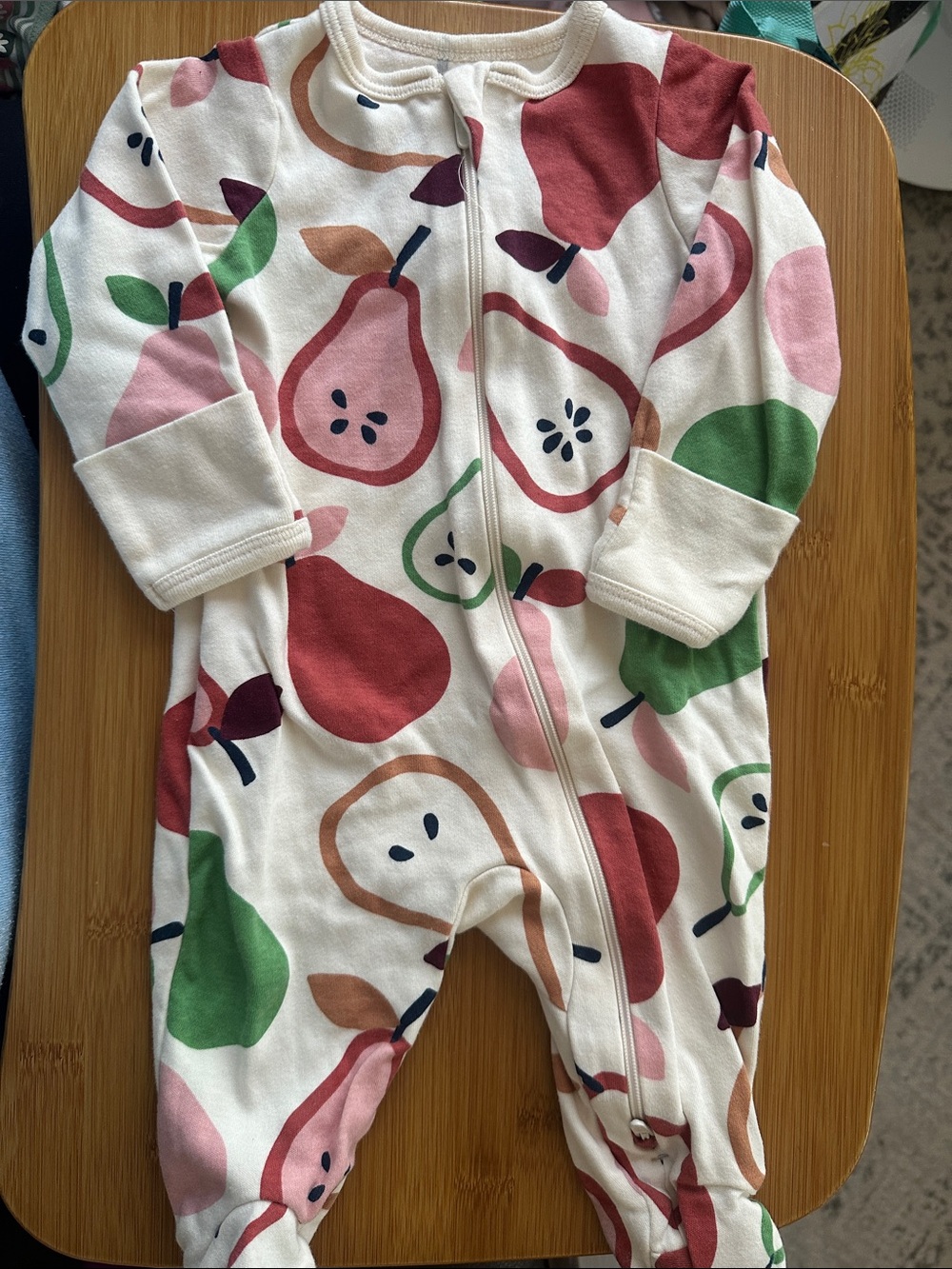 wonder nation Cream Footed One-Piece with Multi-Colored Pears
